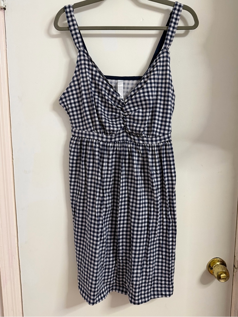 Cacique SLEEP Navy and White Gingham Cotton Chemise
